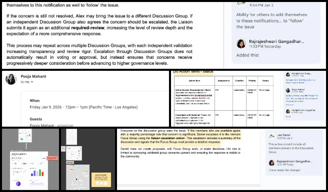 Highest Good Society, A Prototype Solution Engine for Global Challenges, One Community Weekly Progress Update #669, Highest Good Food administration, Highest Good Energy volunteers, low-fidelity design principles, Phase 5 collaboration workflow, deliverable verification, action items table review, user story alignment, Google Ads campaign analysis, project overview documentation, design workflow coordination