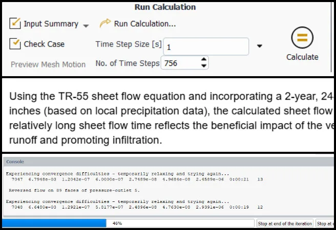 Highest Good Network, Open Sourcing the Golden Age, One Community Weekly Progress Update 670, LEED strategy analysis, Earthbag Village sustainability modeling, sheet flow simulation setup, ANSYS Fluent CFD modeling, mechanical engineering analysis, surface water flow modeling, environmental performance evaluation, sustainable design verification, data-driven sustainability analysis, open sourcing the golden age 