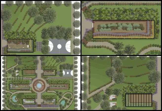 Shivangi, Highest Good Food, Open Sourcing the Golden Age, One Community Weekly Progress Update #670, Aquapini and Walipini masterplan render, sustainable greenhouse landscape design, regenerative food infrastructure planning, Zenipini layout development, open source sustainable architecture, Highest Good Food masterplan, participatory design for food systems, ecological site landscaping, greenhouse structure typology design, regenerative living project visuals