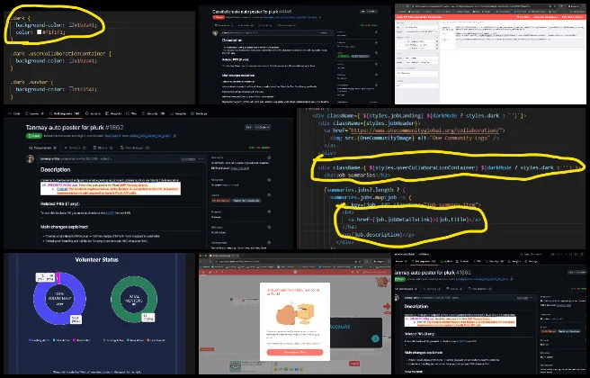 binary brigade, highest good network software, comprehensive and sustainable global reinvention, one community weekly progress #672, plurk integration, backend scheduling system, oauth api integration, express.js routes, timezone-aware scheduling, uuid-based post ids, responsive mobile ui fixes, dark mode ui enhancements, frontend-backend workflow alignment, css module migration and handover management