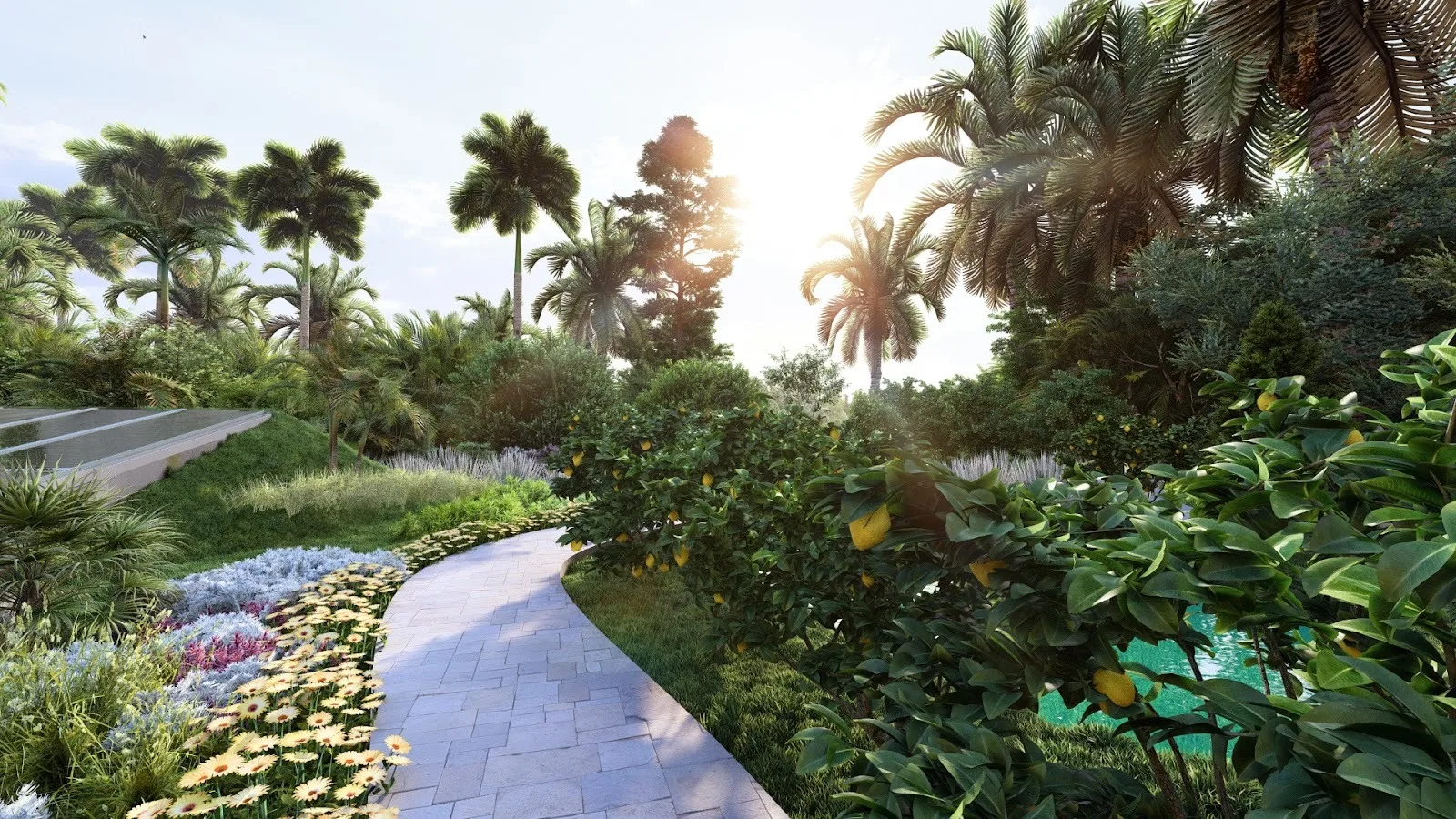 grading and terracing landscape design, water flow management terraces, rainwater-directed slopes, terraced planting beds, soil erosion prevention landscaping, rain garden water management, bioswale integration, functional landscape terraces, visually striking terraced landscapes, efficient water use in landscaping