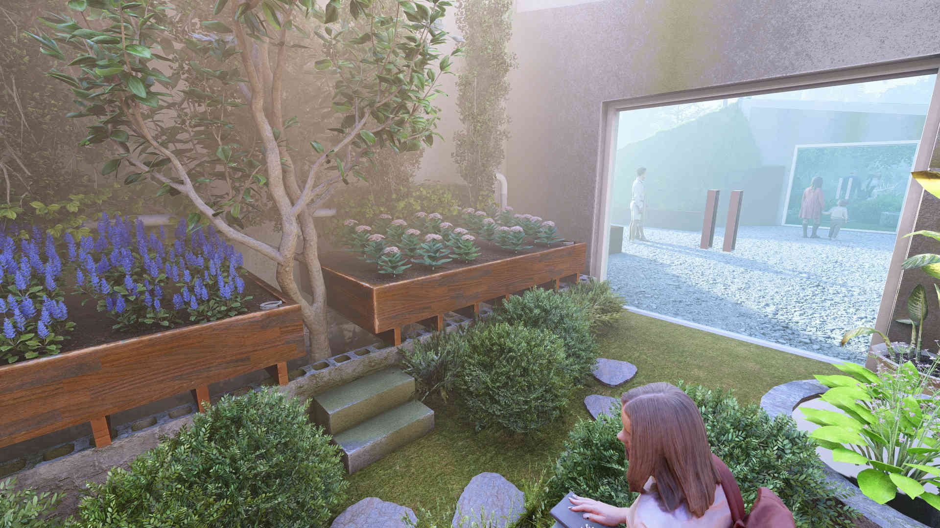 cloud forest greenhouse pathway, immersive botanical pathway design, greenhouse trail system, endemic plant collections, medicinal and food plants display, mulch and gravel garden paths, immersive greenhouse landscape design, rare and endemic flora experience, naturalistic pathway planting design, cloud forest ecosystem walkthrough