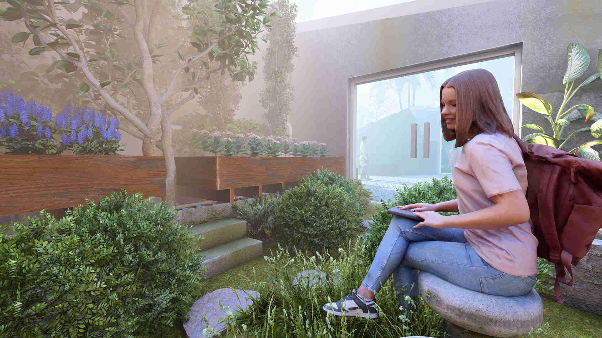 cloud forest greenhouse pathways, immersive plant exploration, visitor-friendly seating areas, interactive botanical learning, educational greenhouse experience, diverse plant observation, child and student engagement, up-close plant interaction, ecological plant education, cloud forest ecosystem experience