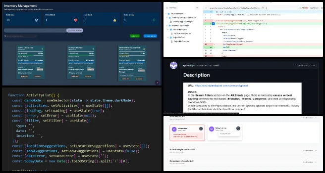 Creating Measurable Global Transformation, Highest Good Network Software, One Community Weekly Progress Update #677, Phase 3 tasks, Activities List validation, Create Event form fix, Drop-off No-show Rate table, Kitchen Inventory Management, backend API development, inventory page tabs, Educator Task Submissions backend, All Events page UI fix, responsive webpage layout