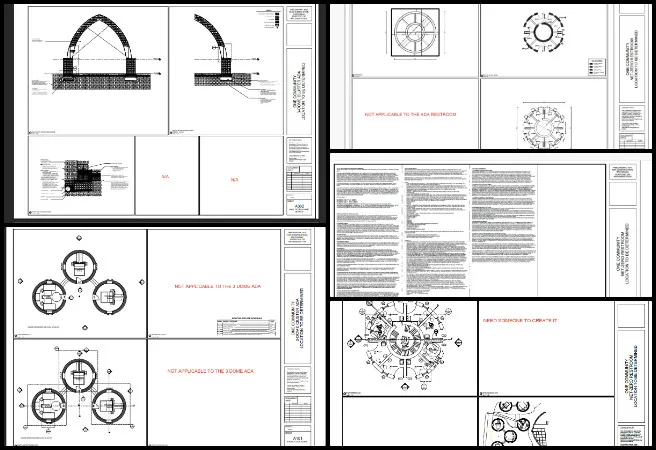 Highest Good Network, Component Development for Sustainable Evolution, One Community Weekly Progress Update 679, ADA restroom construction documentation, earthbag village ADA 3-dome cluster design, accessible architectural detailing, ADA compliance drawing references, construction document refinement process, sustainable housing accessibility planning, inclusive design documentation workflow, architectural coordination and file management, eco-community building accessibility standards, component development for sustainable evolution