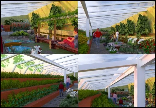 Japneet, Highest Good Food, Designing People-care Eco-communities, One Community Weekly Progress Update #676, Aquapini SketchUp modeling, Lumion architectural rendering, greenhouse plant layout updates, texture mapping for 3D models, visual design revision workflow, architectural feedback implementation, sustainable greenhouse visualization, open source food infrastructure design, eco-community agricultural planning, 3D environment presentation development