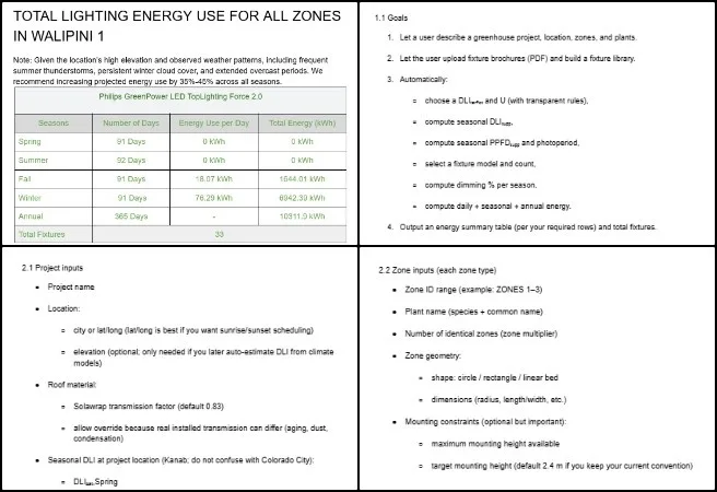Jay - Highest Good Food - Making Eco-living Mainstream Accessible - One Community Weekly Progress Update #678 Jay, Highest Good Food, Making Eco-living Mainstream Accessible, One Community Weekly Progress Update #678, Aquapini Walipini planting harvesting documentation, greenhouse lighting energy calculator planning, lighting energy calculation procedures, greenhouse energy analysis inputs outputs, lighting energy calculator requirements, greenhouse lighting system documentation, developer implementation guidance, greenhouse energy planning tools