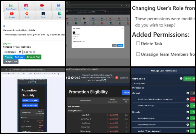 Team Skye, Highest Good Network Software, People-care Eco-communities, One Community Weekly Progress Update #676, role change confirmation modal, conditional role display text, dark mode UI fixes, X OAuth authorization flow, secure token handling, API rate limit management, modular posting service architecture, PR Team Analytics Dashboard, responsive CSS modules styling, code coverage improvement