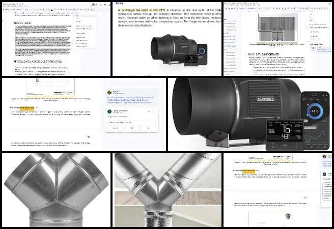 Highest Good Network, Founding a Global Sustainability Collaboration, One Community Weekly Progress Update 682, vermiculture ecotoilet report updates, HVAC fan selection justification, AC infinity cloudline pro t6 specification, centrifugal fan airflow and static pressure, ducting system component optimization, Y connector vs Wye connector comparison, sustainable sanitation ventilation design, open source engineering documentation consistency, composting environment airflow design, founding a global sustainability collaboration