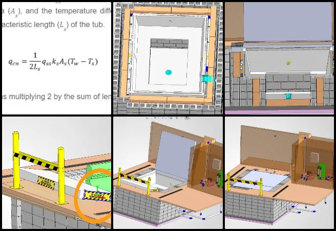 Bevan, Duplicable City Center, Founding a Global Sustainability Collaboration, One Community Weekly Progress Update #682, spa cover storage solution, hot tub cover safety design, tripping hazard prevention spa, in-ground spa cover hinge CAD, flush mount spa cover system, spa cover support pillars design, insulated hot tub construction rockwool, aluminum joist spa frame support, energy efficient hot tub design, spa cover engineering and safety improvements 