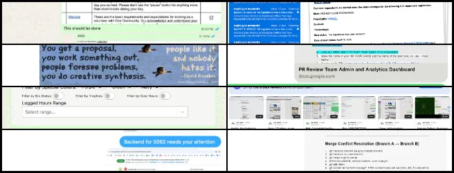 Core Team, Volunteer Work Review, Founding a Global Sustainability Collaboration, One Community Weekly Progress Update #682, volunteer work management, nonprofit team operations, social media and community outreach, web development support, software bug tracking and fixes, Highest Good Network development, remote volunteer onboarding, mission-driven technology projects, sustainable global reinvention, One Community open source initiatives