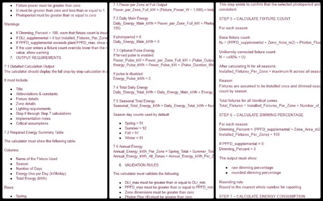 Jay, Highest Good Food, Maximizing Sustainable Living Access, One Community Weekly Progress Update #683, Greenhouse Energy Modeling, greenhouse lighting calculator, energy calculation logic, developer handoff document, input output framework, lighting analysis tool development, workflow definition