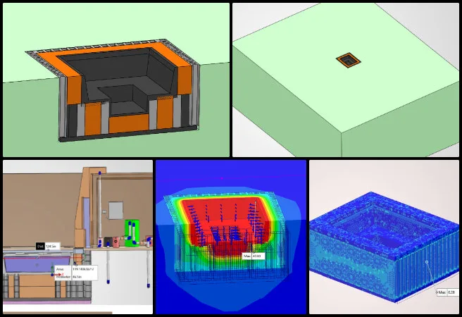 Bevan, Duplicable City Center, Open Source Sustainable Living and World Change, One Community Weekly Progress Update #686, thermal FEA model, insulation thickness analysis, cinderblock tub design, CAD model development, thermal simulation setup, tub structural support, mechanical room clearance, plumbing access panel alignment, finite element analysis, tub insulation optimization 