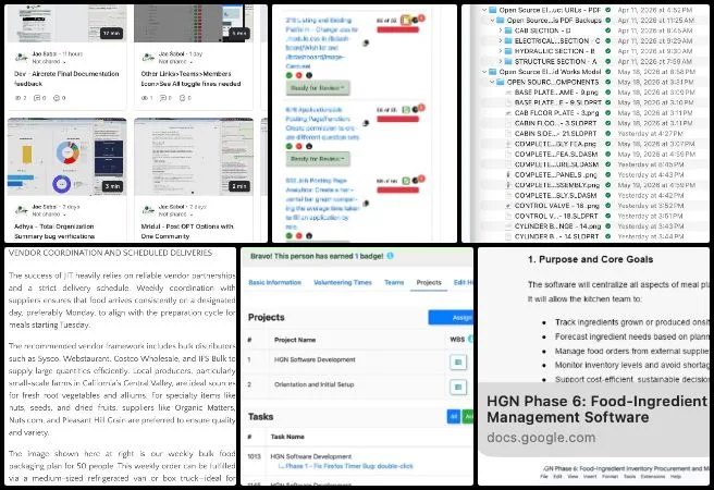 Core Team, Volunteer Work Review, Establishing the Global Eco-renaissance, One Community Weekly Progress Update #689, Volunteer review management, HGN bug fixes, onboarding and sustainable living video