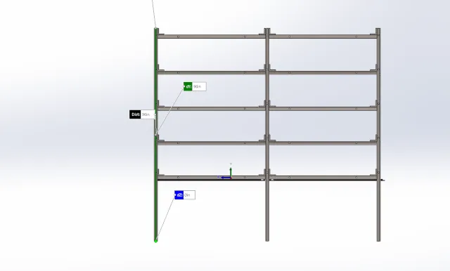 unistrut frame structure, vertical support columns, column buckling resistance, structural load distribution, vermicompost system frame, compression member design, industrial steel framework, dynamic load analysis, horizontal bracing system, symmetric frame stability