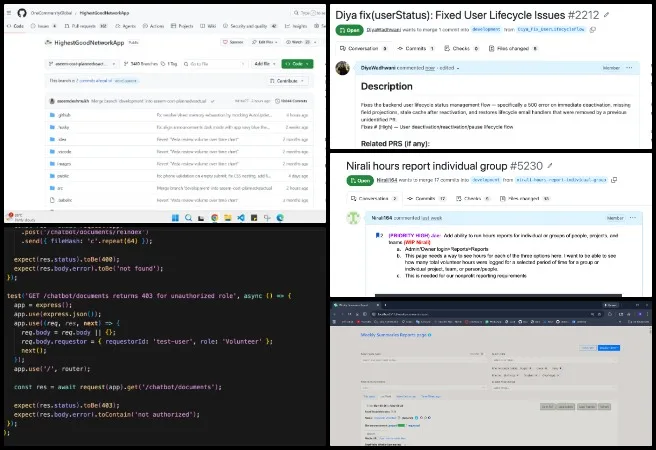 Team Reactonauts, Highest Good Network, Highest Good Network, Software, Sustainable, Accessible, Reinvention, 687, software, development, strategy, integration, backend, frontend, network, configuration, notification, Environment, Ecological