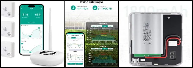 Mocreo WiFi Room Thermometer Hygrometer (3-Pack) Specifications temperature monitoring, vermiculture, hygrometer, wifi-thermometer, humidity-sensor, remote-monitoring, environmental-control, smart-alerts, data-storage, worm-composting
