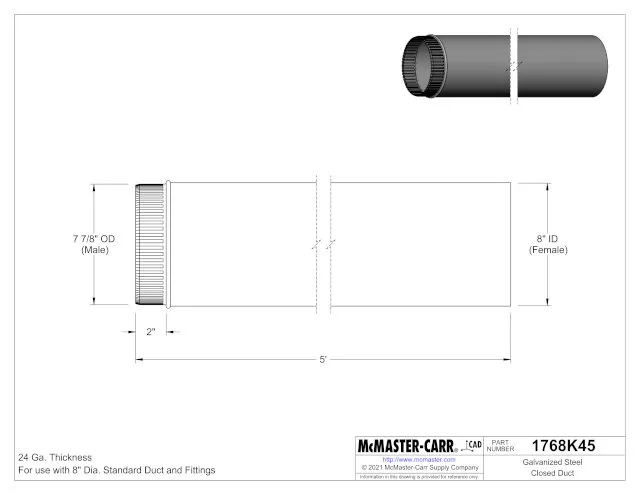 galvanized duct, steel duct, duct sections, duct length, slip-fit connection, corrosion resistant, hvac duct, ductwork installation, ventilation duct, duct assembly