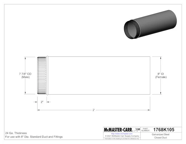 galvanized duct, steel duct, duct sections, duct length, slip-fit connection, corrosion resistant, hvac duct, ductwork installation, ventilation duct, duct assembly