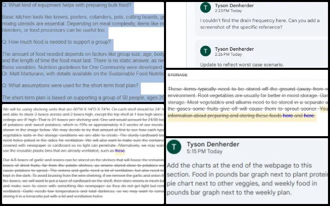 Core Team, Highest Good Energy, Active Eco-reinvention of Our World, One Community Weekly Progress Update #692, Document Review, Food Procurement and Storage webpage review, table of contents and link feedback, Aircrete Summary initial feedback, Hot Tub Solar System Design review
