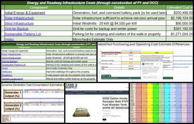 Rohan Pariakar, Highest Good Energy, Active Eco-reinvention of Our World, One Community Weekly Progress Update #692, Energy Model Validation, generator loading analysis, demand-based output recalculation with 15% reserve margin, dynamic fuel-consumption methodology, generator-only versus battery-assisted scenario comparison, energy infrastructure budget review