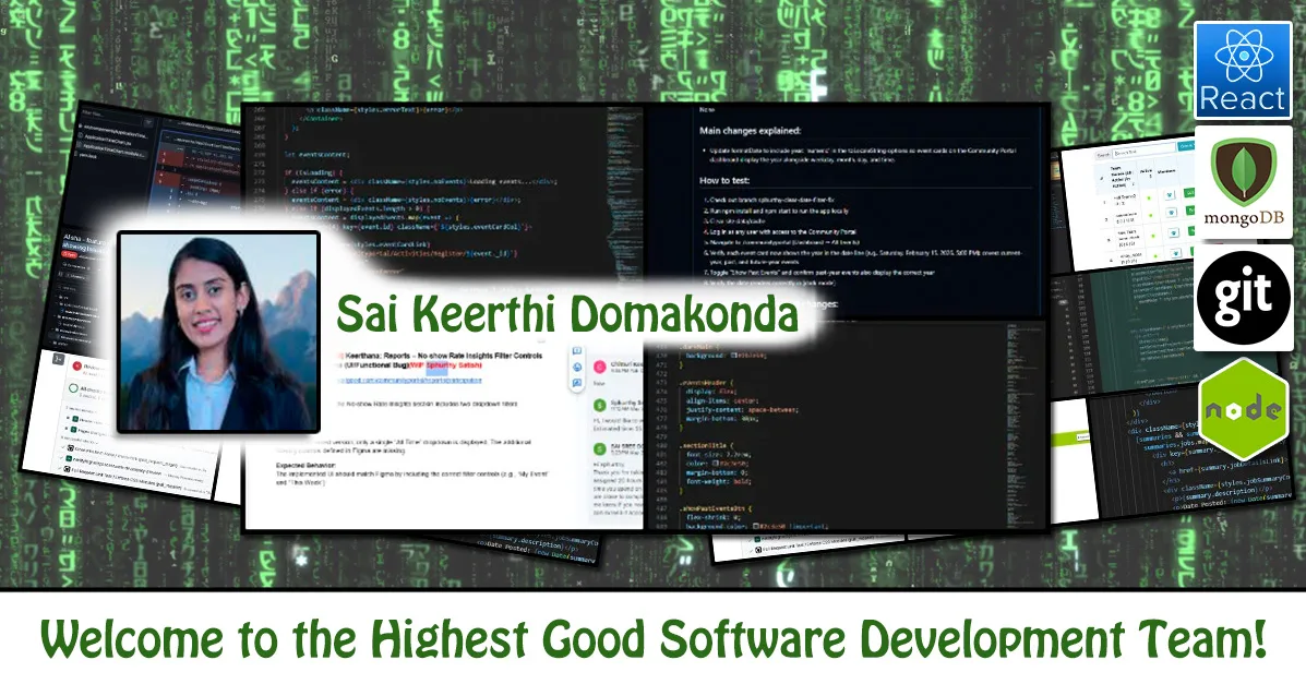 Sai Keerthi Domakonda, System Administrator and Frontend Tester, One Community