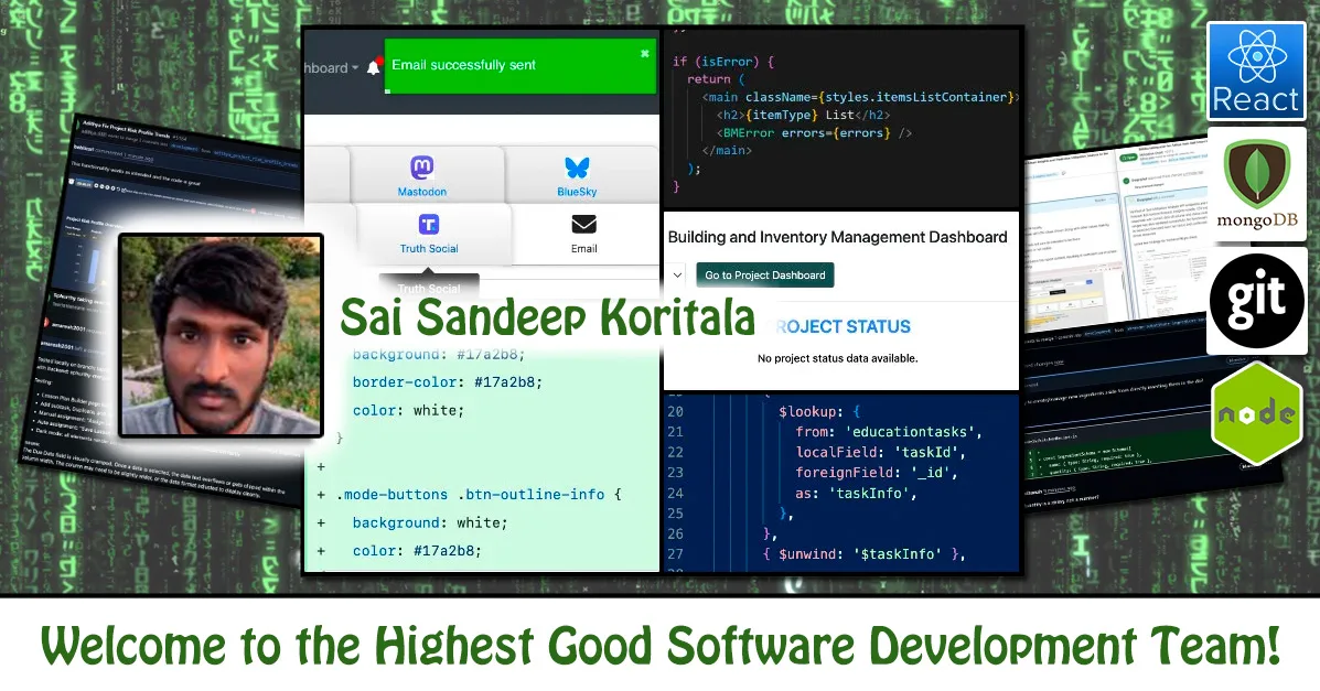 Sai Sandeep, Full Stack Developer, One Community