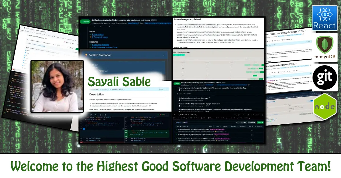Sayali Sable, Intern Volunteer Software Engineer, One Community