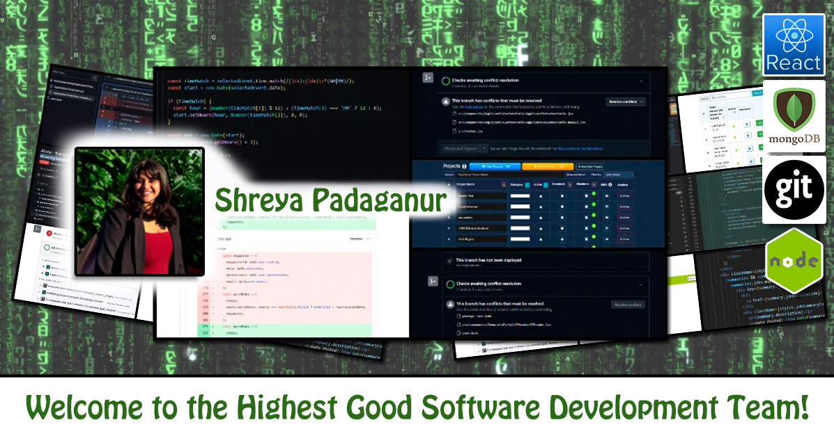 Shreya Padaganur, Full Stack Software Engineer, One Community