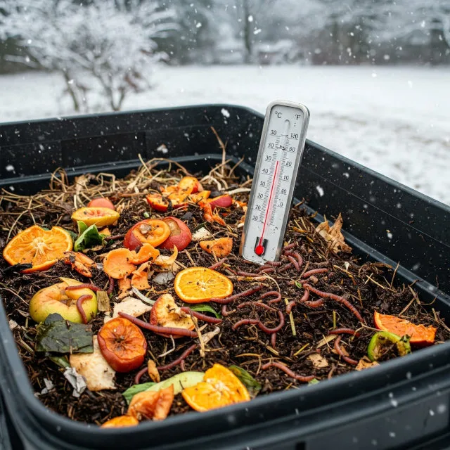 low temperature vermiculture, worm composting, emergency heating, cold composting, worm protection, supplemental heat, heating pads, heat lamps, microbial heating, compost stability 