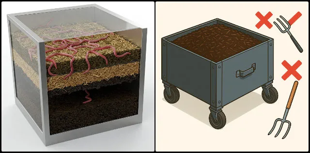 enhance ventilation, worm composting, airflow control, aerobic conditions, temperature regulation, ventilation pipes, compost aeration, red wigglers, moisture control, vermiculture system
