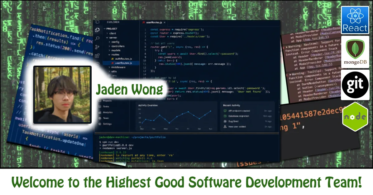 Jaden Wong, Software Engineer, One Community