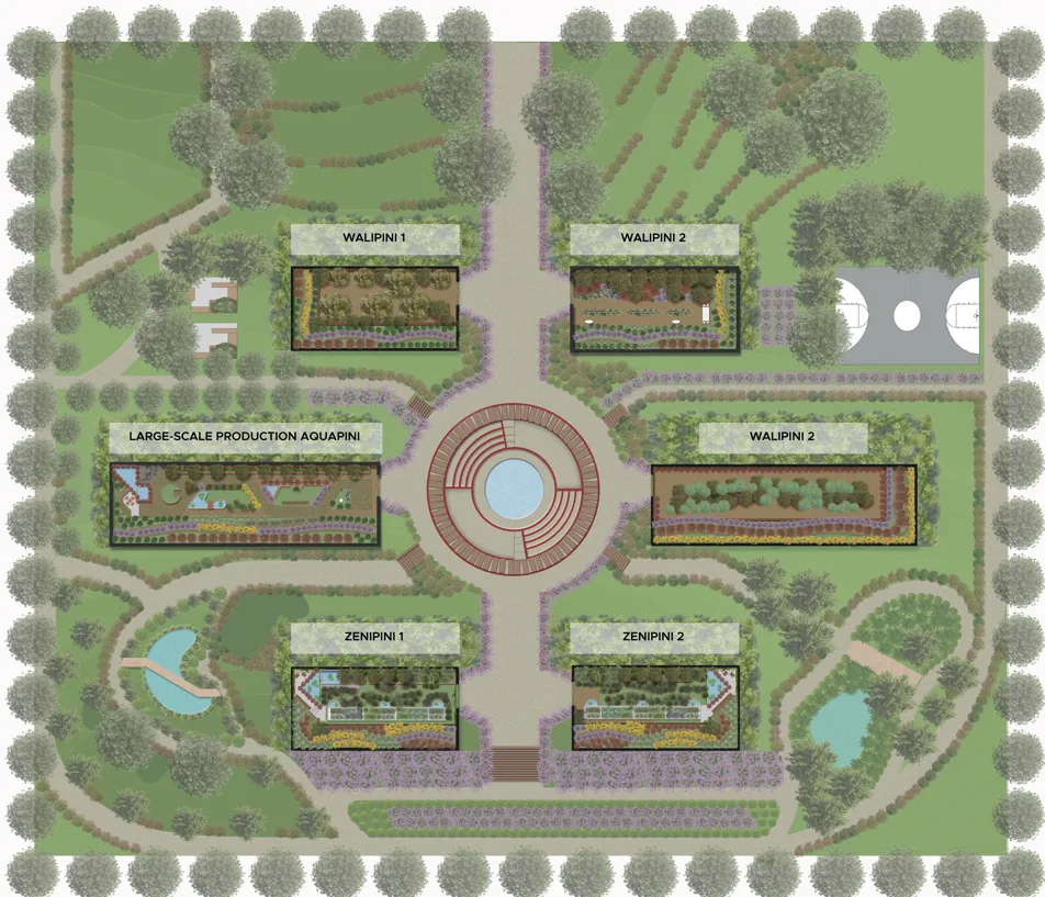 Sustainable Community Grow Zone Overview Plan Showing Garden and Food Production Areas