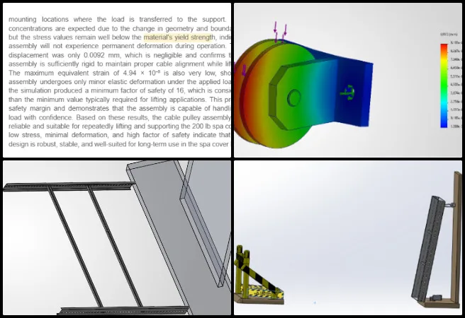 Shivarama, Duplicable City Center, Creating Open Source Sustainability Solutions, One Community Weekly Progress Update #695, finite element analysis, spa cover FEA, structural analysis report, weight loading analysis, FEA model evaluation, engineering simulation, plate stress analysis, structural design validation, mechanical engineering analysis, simulation documentation