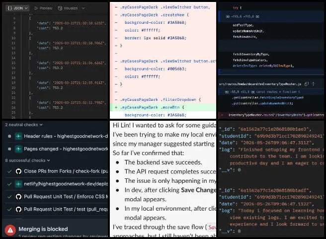Team Alpha, Highest Good Network Software, Global Game-changing Collaborative, One Community Weekly Progress Update #694, software development, Highest Good Network, One Community, GitHub pull requests, unit testing, frontend debugging, REST API endpoints, JSON data logs, Mongoose schema updates, collaborative workflows