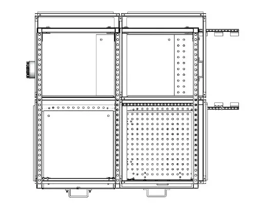 Unistrut assembly, F2000 Unistrut, structural frame, modular chamber, support assembly, steel channel, multi-compartment frame, load-bearing structure, vermiculture system, frame construction