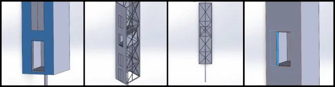 Nidish, Duplicable City Center, Sustainable Community Creation, One Community Weekly Progress Update #700, hydraulic elevator system, elevator shaft assembly, hydraulic components, shaft enclosure design, elevator cabin design, elevator shaft doors, lift shaft modeling, elevator 3D rendering, elevator motion simulation, digital elevator movement rendering