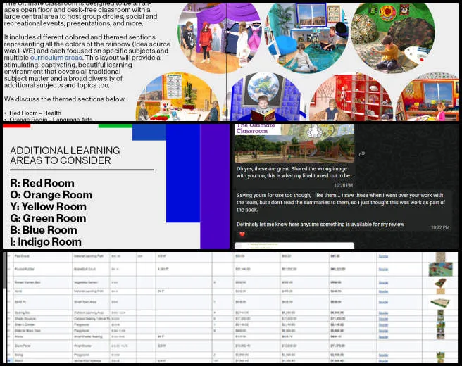 Isa, The Ultimate Classroom, Creating Better Sustainability, One Community Weekly Progress Update #706, The Ultimate Classroom, book design, page layout design, image masking, architectural renders, cost analysis, visual presentation, sustainable classroom design, educational facility design, open source education