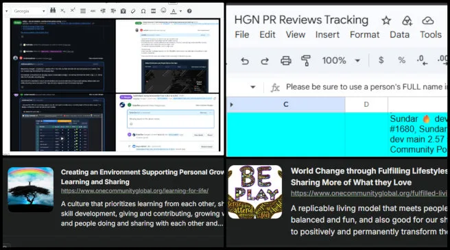 Highest Good Food, Creating Better Sustainability, One Community Weekly Progress Update #706, project visualization, data analysis, PR review, administration, visual collages, social media outreach, project documentation, hiring support, One Community, sustainable food systems