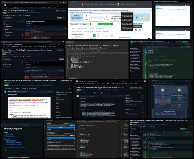 Team Binary Brigade, Highest Good Network, Creating Better Sustainability, One Community Weekly Progress Update #706, PR review analytics dashboard, weekly grading page bug, duplicate reviewer entries, remove reviewer feature, MongoDB unique index, total construction summary, project status implementation, dark mode SonarCloud fixes, teams page responsiveness, historical data handling, blue square warning system, badge statistics component, SonarQube cognitive complexity, unit test coverage, warning controller refactor, orchard management feature, kitchen inventory management, order status tracking, planting schedule section, dark mode styling, timer functionality bug fix, date picker range restriction, rental tracking dashboard, dark mode display fix, pull request testing, PR review approval process, deactivated team members report, weekly summaries report bug, deployment refresh notice, dark mode contrast fix