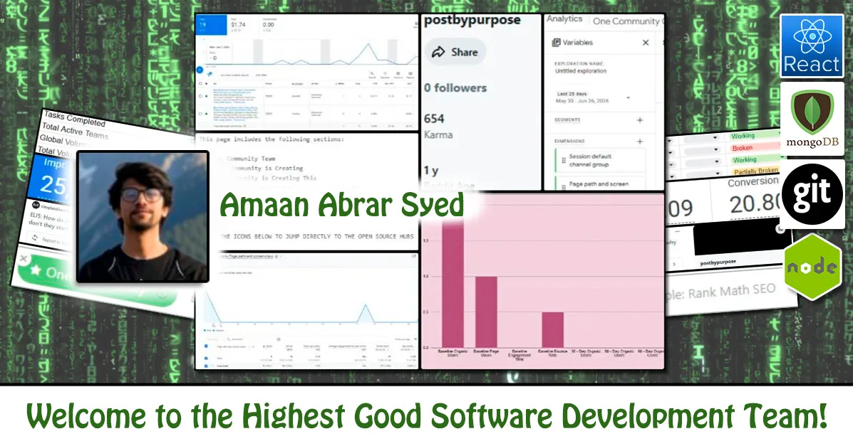 Amaan Syed, Software Engineer, One Community
