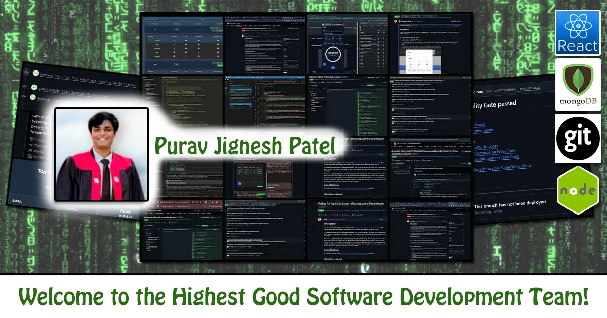 Purav Jignesh Patel, Software Engineer, One Community