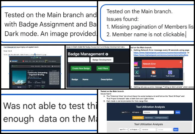 Core Team, Highest Good Network, Sustainability Implementation Blueprint, One Community Weekly Progress Update #707, Highest Good Network, sustainability implementation blueprint, HGN pull request testing, One Community Global, software QA testing, GitHub pull requests, Dark Mode fixes, Blog Publishing and Mailing Component, Utilization Chart, core team weekly update
