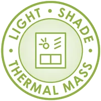 Natural light utilization, solar radiation, global horizontal radiation, direct normal radiation, total surface radiation, footcandles, supplemental artificial lighting, dimmable LEDs, light spectra, photosensors, smart lighting controls, high-intensity light zones, photosynthesis, sun shading zone, louvers, overhangs, solar heat gain, sky cover range, cloud cover variations, diffuse radiation, high thermal mass zone, thermal inertia, thermal time lag, passive solar direct gain, night flushing ventilation, comfort zone, dry bulb temperature, wet bulb temperature, internal heat gain, and high-altitude UV radiation
