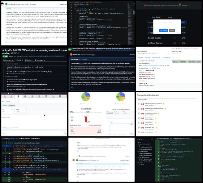 Team Binary Brigade, Highest Good Network, Open Sourcing Global Transformational Change Infrastructure, One Community Weekly Progress Update #709, Application Page FAQ tool, FAQ search debounce, Total Org Summary anniversary report, dark mode readability, automated test coverage, Remove Reviewer feature, PR Grading Dashboard, timezone duplicate records, backend permission checks, SonarCloud test coverage, Jobs component development, terms and conditions checkbox, profile hours scroll fix, regression testing, pull request rechecks, Student Profile dark mode, Student Groups management, Task Submissions filtering, announcement pagination, Total Construction Summary, Tumblr auto-poster, Tumblr scheduled posts, user identification fix, popup notifications, frontend backend tests, Total Org Summary launch, Volunteer Hours Distribution chart, Time Zone dropdown sorting, Team Stats chart label, leaderboard mobile responsiveness, Medium Auto-Poster frontend, Announcements Medium tab, article draft scheduling, CSS module styling, frontend article preparation, Jobs component bug fixes, mandatory resume upload, job board category filter, Apply Now deep links, pull request re-review, pull request reviews, job application form, email notifications retention, collaboration search behavior, HGNRest code review, Financials Tracking issue, Total Construction Summary dashboard, duplicate cost charts, variance calculation, chart label overlap, questionnaire dashboard pagination, profile skill tabs fix, Help Request modal, Community Members filtering, end-to-end validation, Week Off Details feature, Weekly Team Summaries page, time-off information icon, keyboard accessibility, SonarCloud dark mode fixes