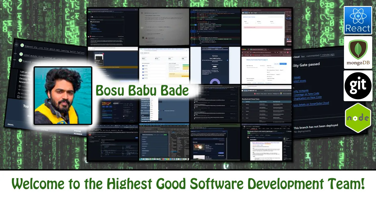 Bosu Babu Bade, Software Developer, One Community