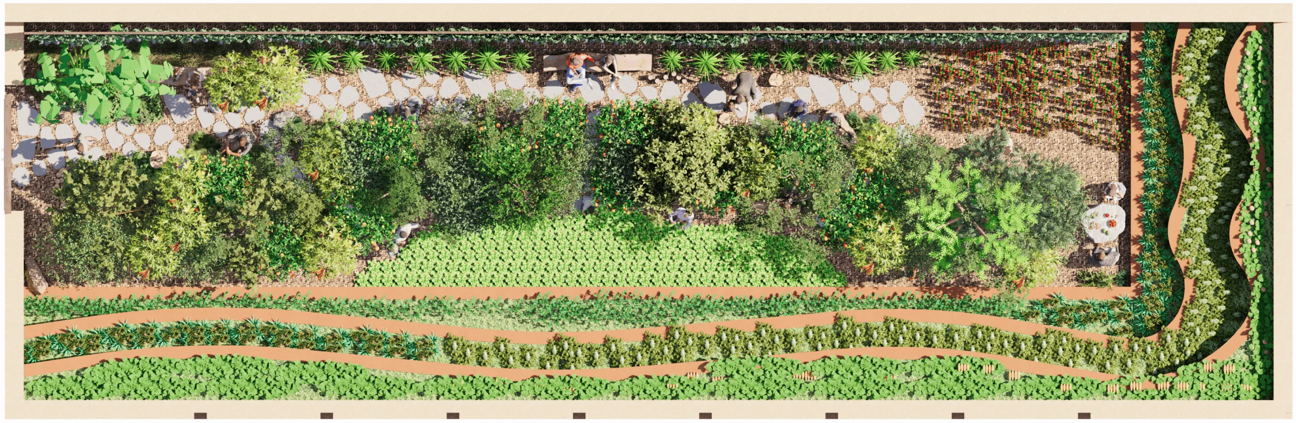Walipini 3 Planting Map, AutoCAD Planting Plan, Blue Line People-Space Elements, Walipini Pathways, Greenhouse Seating Areas, Table Placement Plan, Human-Centered Greenhouse Design, Accessible Garden Pathways, Aquapini Planting Layout, Sustainable Greenhouse Planning, Highest Good Food, One Community Food Infrastructure, Open Source Walipini Plans
